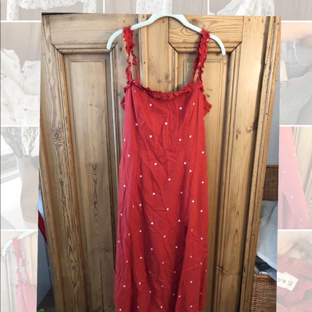 Red midi dress